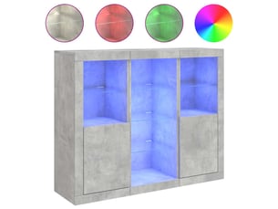 Buffets avec lumières led 3 pcs - bahut - meuble de rangement gris béton bois d'ingénierie