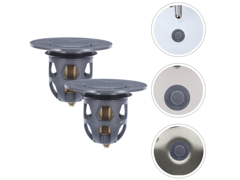 Bouchon de vidange universel pour évier de salle de bain, 2 pièces, gris foncé (convient aux trous de 34 à 40 mm) - Conforama D