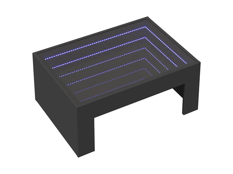 Table basse - table de salon - table à thé avec led infini noir 70x50x30 cm - Conforama C