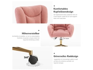 Chaise de bureau <strong>BLOSSOM</strong> <strong>DE-DK-005 TPK</strong> avec assise réglable en hauteur