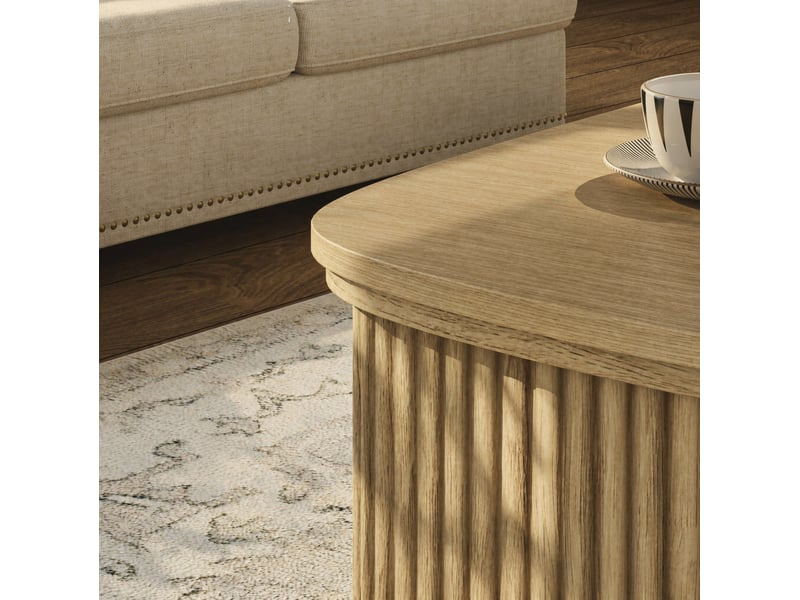  Table basse ronde 80x80x50 cm plateau relevable panneau de particules naturel  - Conforama D