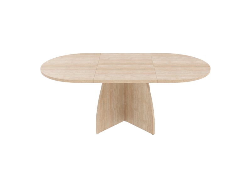  Table à manger extensible 120 à 180 x 90 x 75 cm, 6 à 8 personnes, angles arrondis et plateau renforcé, mdf, couleur travertin Morn Vibe - Conforama A