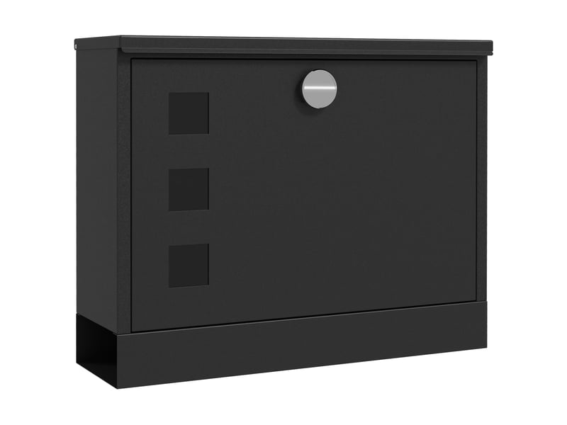 Boîte aux lettres murale 36,5 x 11,5 x 29 cm – noire – serrure, porte-journaux, 2 clés et fenêtres de contrôle - Conforama A