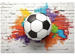 Papier peint panoramique intissé garçon football coloré - 400x280 cm - papier peint enfant