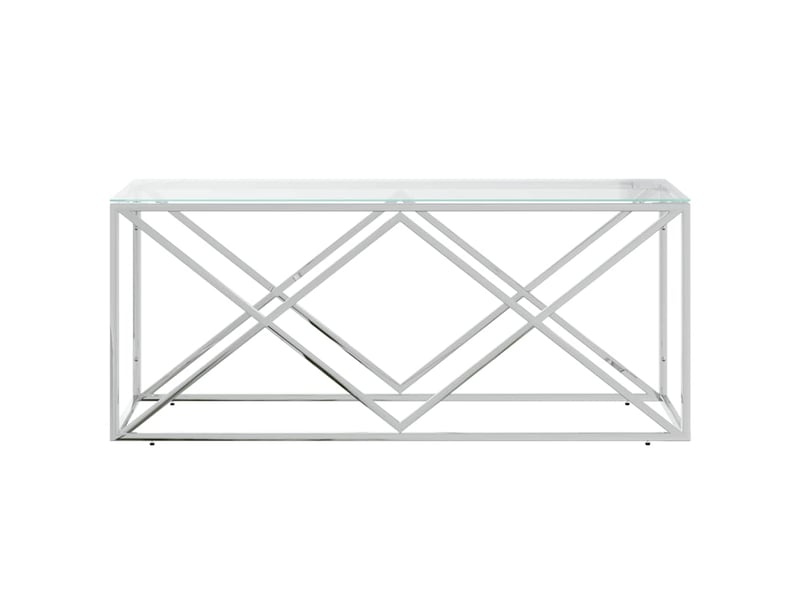  Table basse - table de salon - table à thé 110x45x45 cm acier inoxydable et verre  - Conforama C