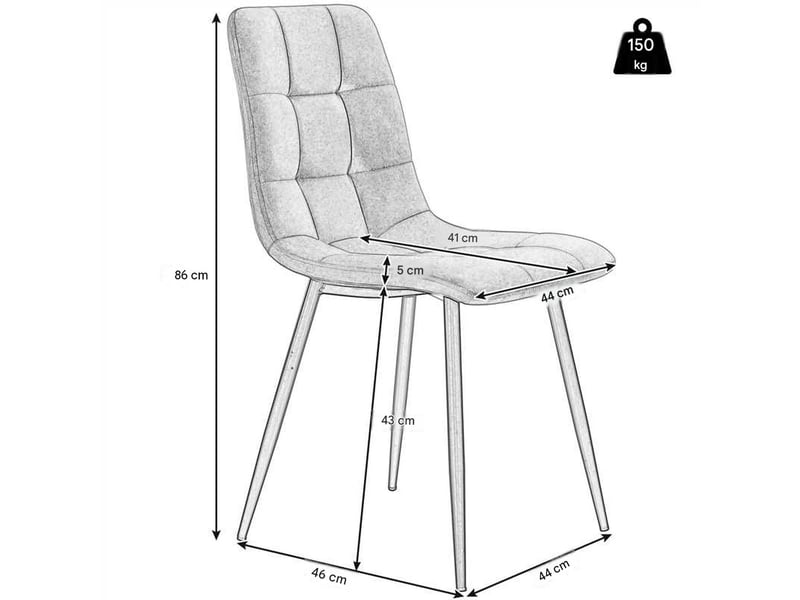  Lot de 4 chaises de salle à manger en velours vert foncé, pieds en métal  - Conforama C