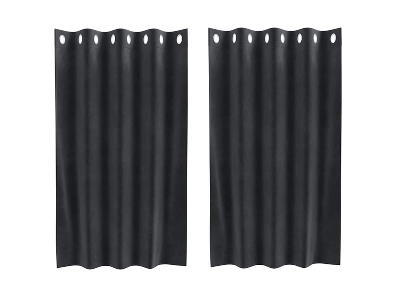 Lot de 2 rideaux, rideaux de fenêtre gris foncé 140 x 140 cm velours cf44060 - Conforama A