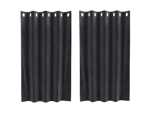 Lot de 2 rideaux, rideaux de fenêtre gris foncé 140 x 140 cm velours cf44060
