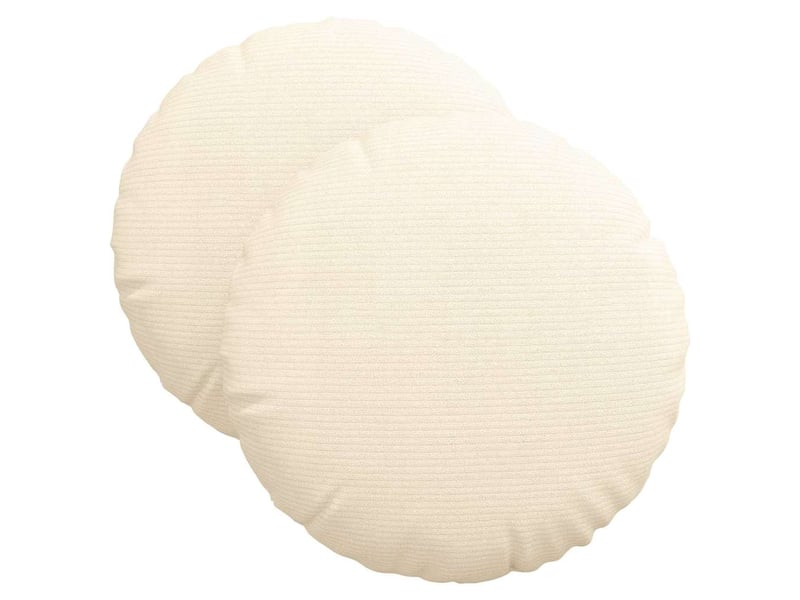 Lot de 2 coussins de siège, coussins décoratifs tissu en velours côtelé crème ø 40 cm cf59794 - Conforama A
