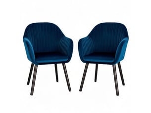 Lot de 2 chaises de salle à manger en velours bleu avec accoudoirs, style scandinave pour votre intérieur