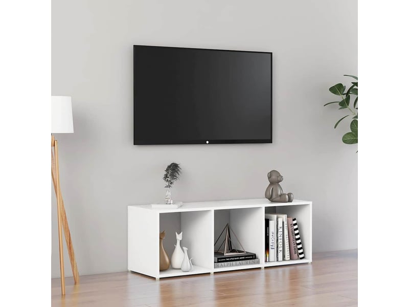  Meuble tv - banc tv - meuble de rangement blanc 107x35x37 cm bois d’ingénierie  - Conforama B