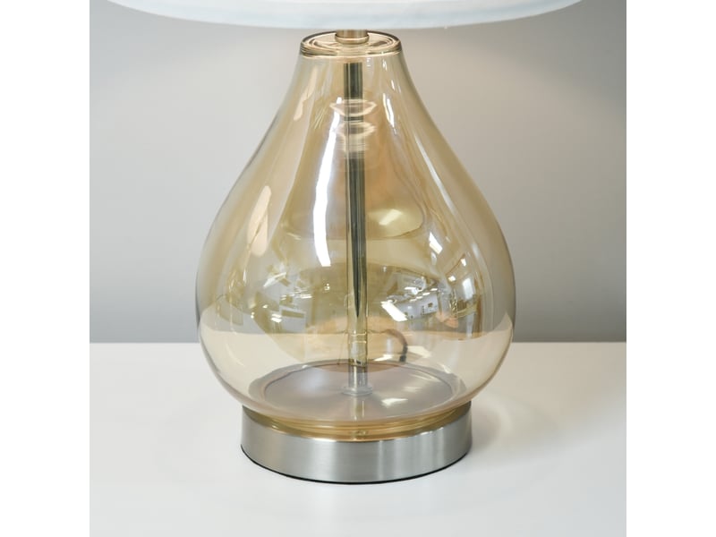  Lot de 2 lampes de table, lampes de chevet avec douille e27 (lin), 40 w max., pour salon, ø 30 x 56 cm, blanches  - Conforama D