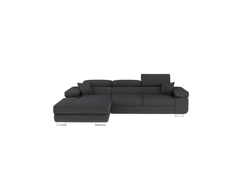 Canapé d'angle convertible amanda gris foncé chenille tissée avec coffre - Conforama A