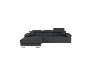 Canapé d'angle convertible amanda gris foncé chenille tissée avec coffre