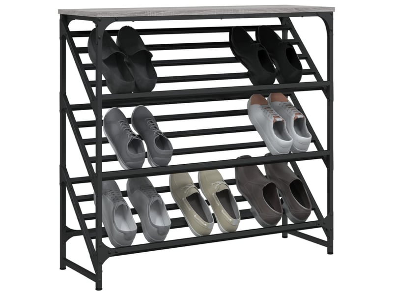  Meuble à chaussures, étagère à chaussures sonoma gris 90x30x85 cm bois d'ingénierie  - Conforama C