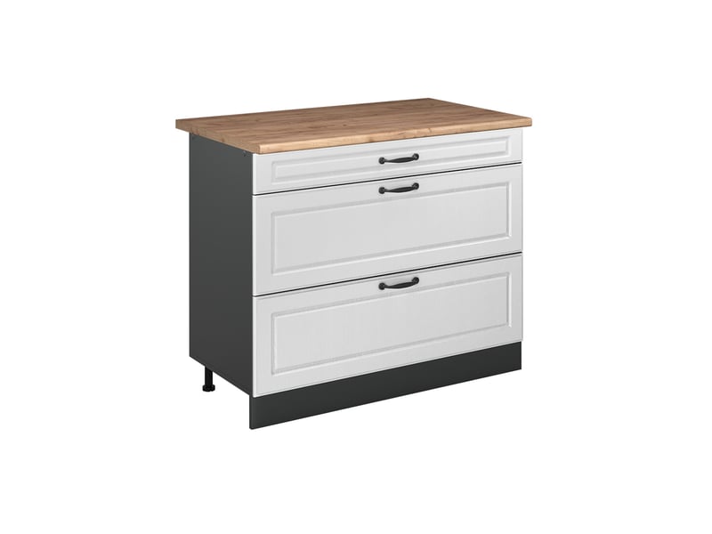  Vicco meuble cuisine, blanc campagneanthracite, 100cm plan de travail chêne doré  - Conforama A