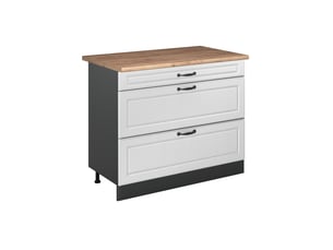 Vicco meuble cuisine, blanc campagneanthracite, 100cm plan de travail chêne doré