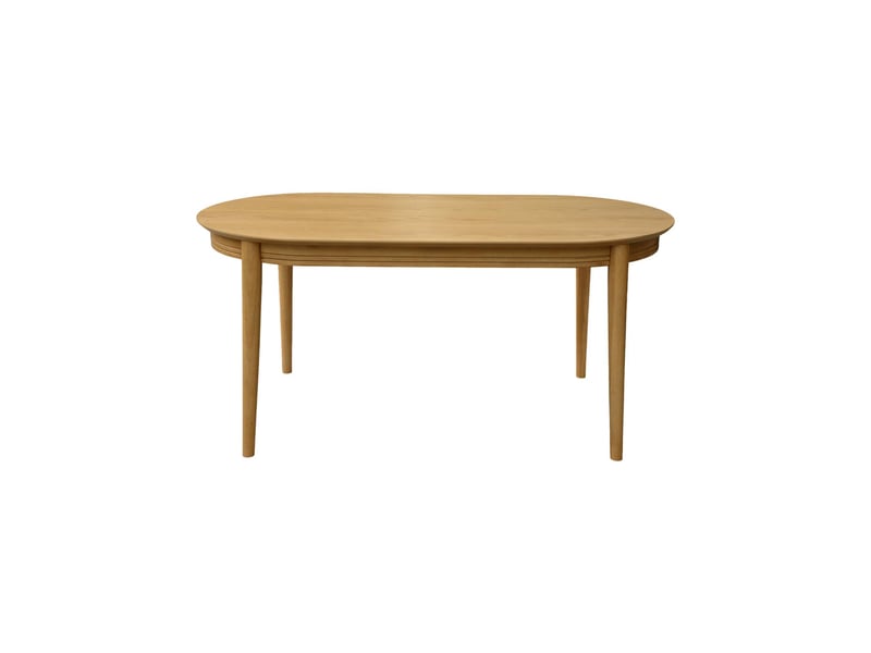  Table à manger oblongue bois d'hévéa placage chêne 6 places naturel - laurine  - Conforama B