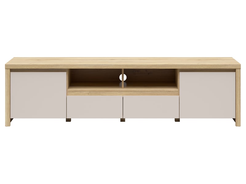 Meuble tv avec 2 portes et 2 tiroirs coloris chêne mauvellacachemire - longueur 182 x profondeur 40 x hauteur 49 cm - Conforama A