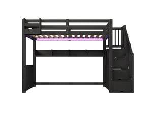 Lit mezzanine 90x200 cm <strong></strong> <strong></strong> coloris noir
