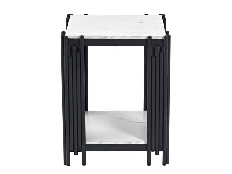  Table de chevet tcqpz 43 x 40 x 54,7 cm 2 niveaux mdf effet marbre blanc et noir  - Conforama A