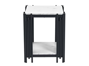 Table de chevet tcqpz 43 x 40 x 54,7 cm 2 niveaux mdf effet marbre blanc et noir