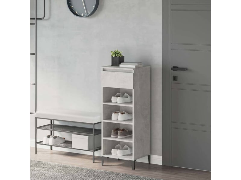  Meuble à chaussures, étagère à chaussures gris béton 40x36x105 cm bois d'ingénierie  - Conforama B