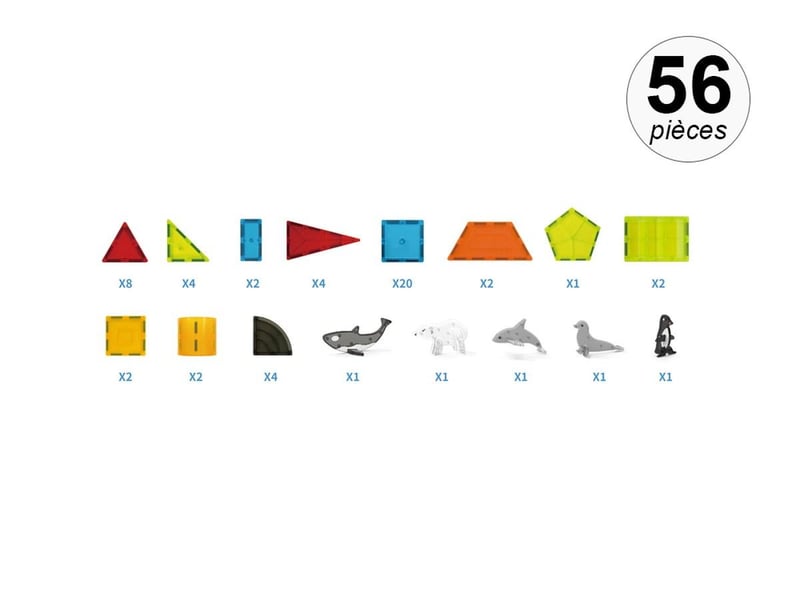  Jeu de construction magnétique - 56 pièces - à partir de 3 ans - animaux polaire GTK309 - Conforama C