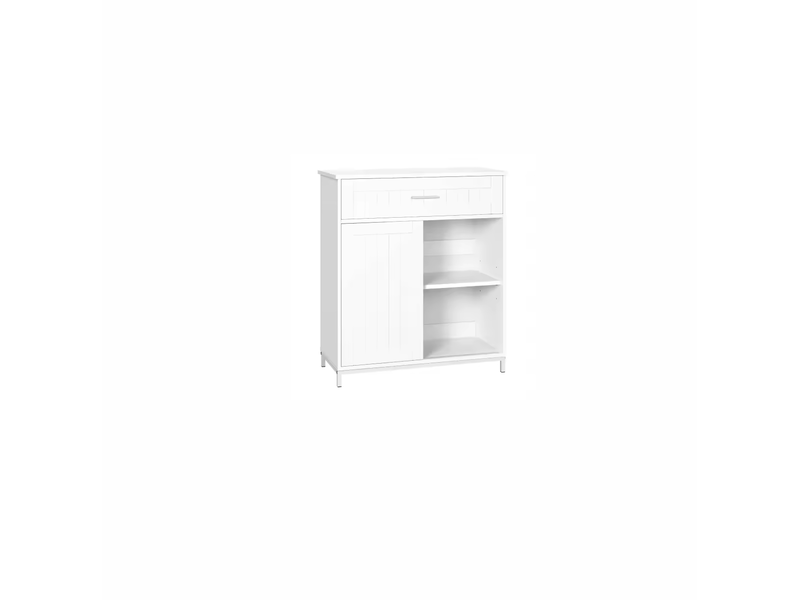  Buffet de cuisine avec porte coulissante et étagère réglable - lpospi - rangement mdf métal blanc 70 × 30 × 80,2 cm  - Conforama A
