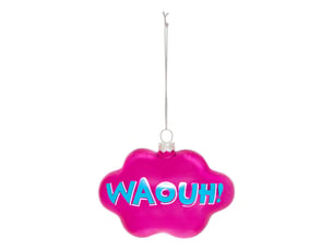 Suspension de sapin nuage waouh en verre rose 8 cm