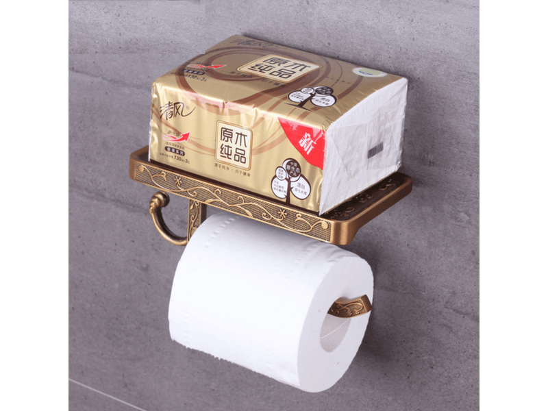 Porte-papier toilette mural, porte-rouleau de téléphone portable, support de rangement pour boîte à mouchoirs de style européen (doré) - Conforama C