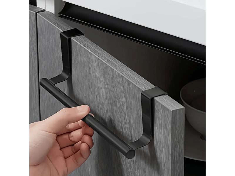  Crochets pour serviettes de cuisine, 2 pièces, support de rangement suspendu sans perçage, taille grande (36x6,2 cm), noir  - Conforama C