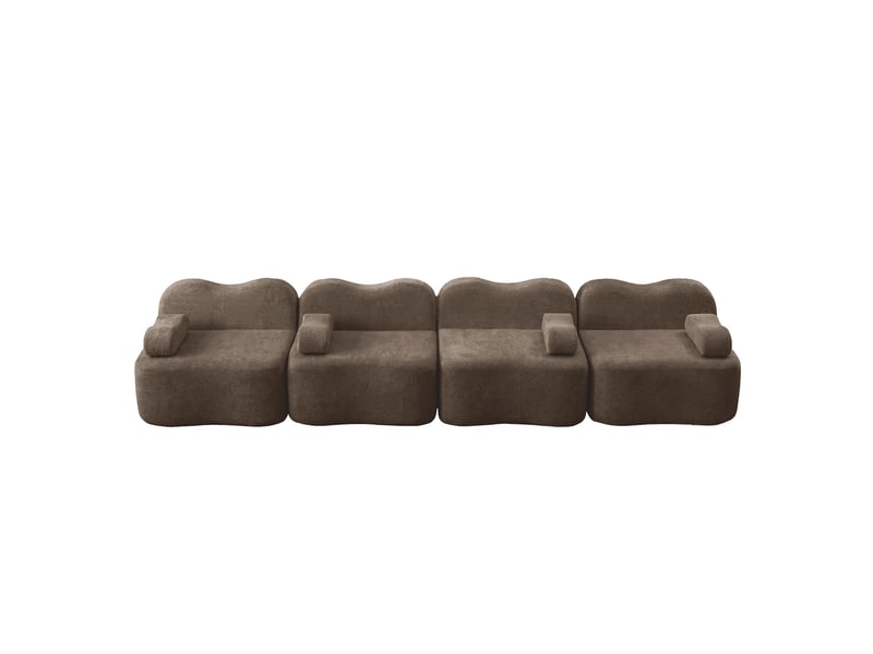  Canapé modulable 4 places en velours marron W3325S00430 - Conforama A