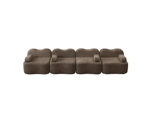 Canapé modulable 4 places en velours marron