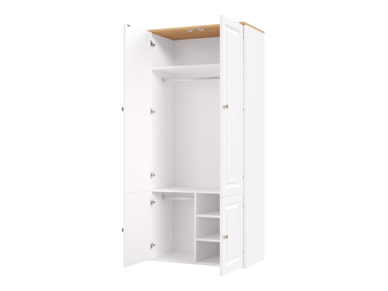  Armoire de chambre blanche 90x50x200 cm avec 2 penderies et 4 étagères en mdf  - Conforama W