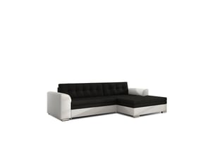 Canapé d'angle convertible conforto 4 places noir et blanc – angle droit