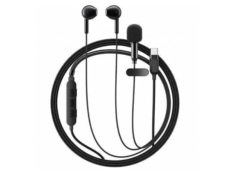  Micro cravate avec écouteurs usb-c monitoring vocal et bluetooth 5.4 acefast noir L12 - Conforama A
