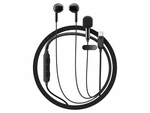 Micro cravate avec écouteurs usb-c monitoring vocal et bluetooth 5.4 acefast noir