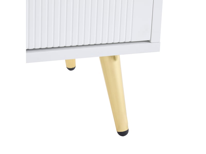  Meuble à chaussures 130x37x100 cm avec 2 tiroirs, 4 portes et compartiment ouvert, panneau de particules blanc  - Conforama E