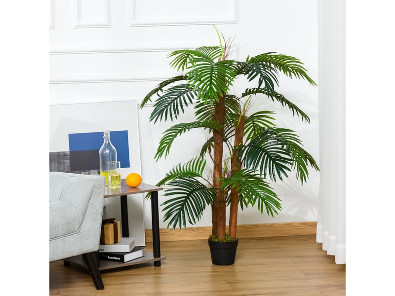  Palmier artificiel hauteur 1,2 m arbre artificiel tronc branches lichen feuilles grand réalisme pot inclus  - Conforama C