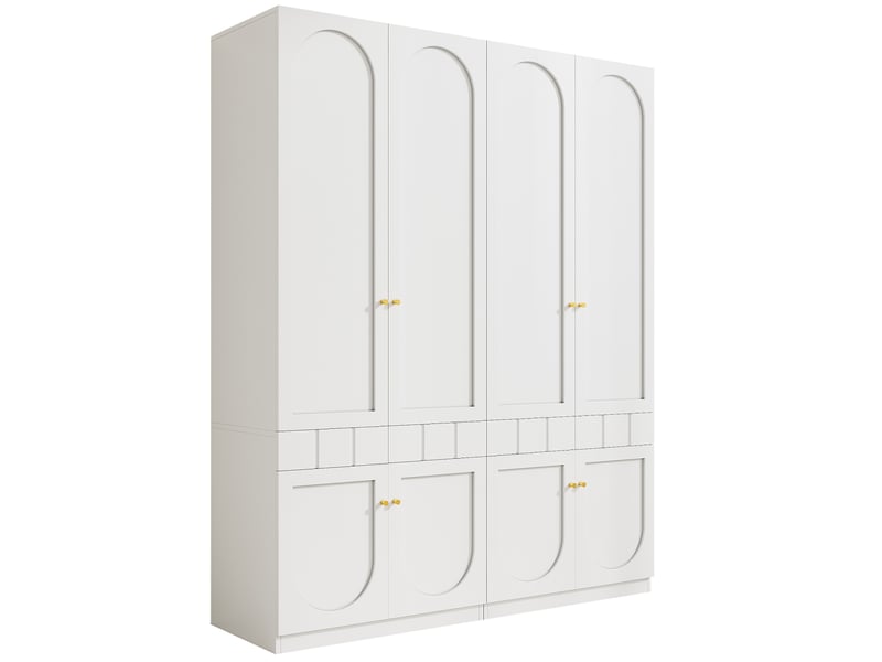  Armoire lit - lot de 2 - avec rangement - avec tiroirs - panneau de fibres de densité moyenne - blanc - pour chambre 160x50x200cm - Conforama E
