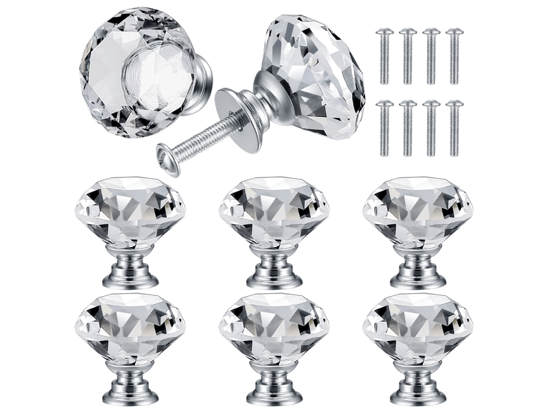  8 pièces de boutons de porte en cristal, poignées de diamant, boutons pour décoration d'armoires, tiroirs, boutons de cuisine - 30 mm  - Conforama A