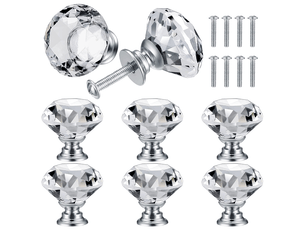 8 pièces de boutons de porte en cristal, poignées de diamant, boutons pour décoration d'armoires, tiroirs, boutons de cuisine - 30 mm