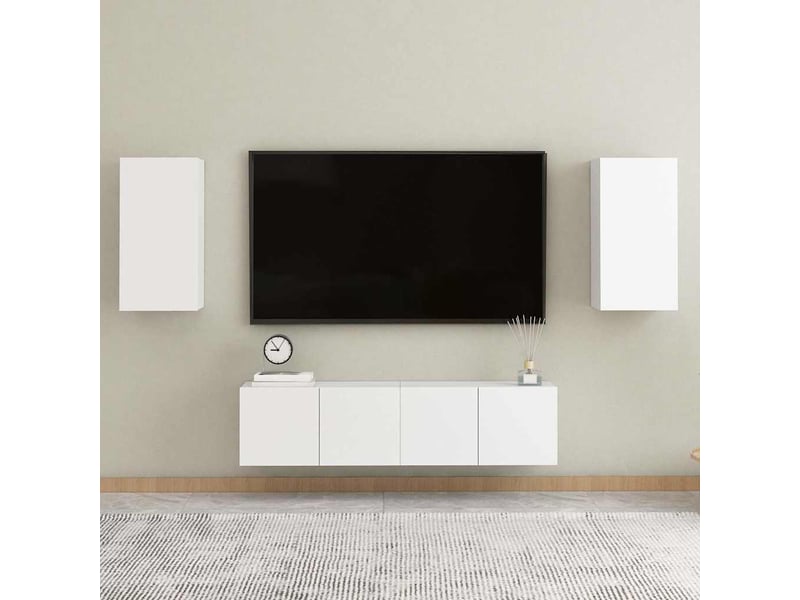  Ensemble de meubles tv 4 pcs blanc bois d'ingénierie shl71012  - Conforama B