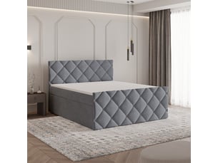Lit avec rangement 140x200 cm <strong>MASSENO</strong> <strong></strong> coloris gris
