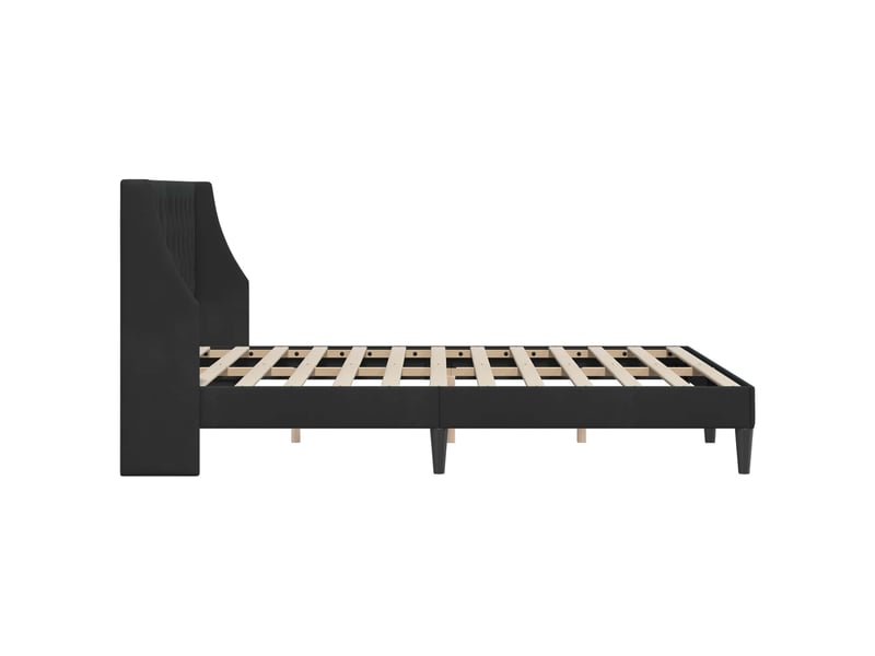  Lit double- lit adulte -  cadre de lit avec tête de lit noir 160 x 200 cm velours  - Conforama D