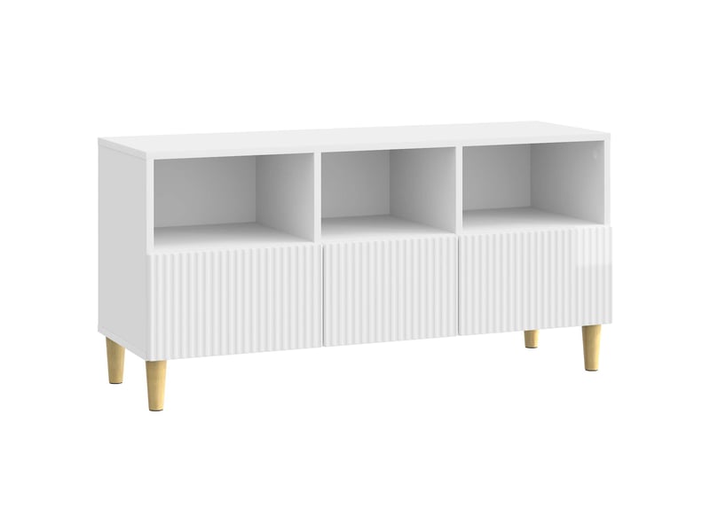  Meuble tv - banc tv - meuble de rangement 102 x 34,5 x 50 cm blanc brillant bois d'ingénierie  - Conforama A