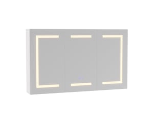 Armoire de toilette led 3 portes - 90 x 15 x 65 cm-blanc - meuble de salle de bain avec éclairage 3 couleurs, antibuée et prise