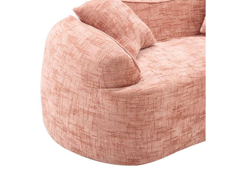  Canapé droit 2 places avec 2 coussins, pour salon, chambre, rose  - Conforama E