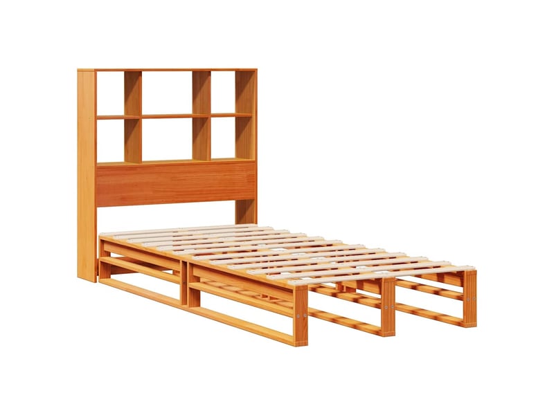 Lit simple- lit adulte - lit bibliothèque sans matelas marron 100x200cm bois massif - Conforama B